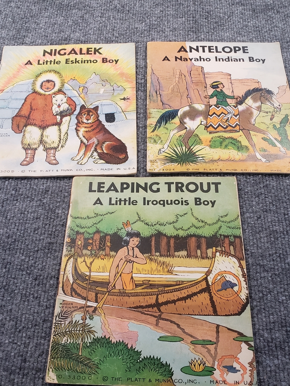 My Indian Library Platt & Munk 1935 Children's Book Set 3 Volumes